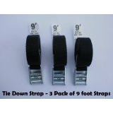 Tie Down and Cargo Straps - 3 Pack of 9' Straps
