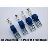 Tie Down and Cargo Straps - 4 Pack 3' Straps