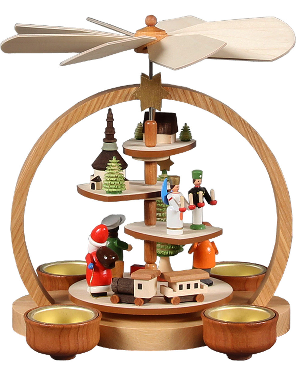 085777B Natural Santa Scene Christmas Story Pyramid
