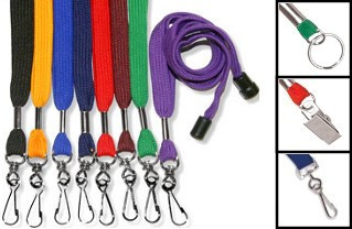 Lot Of 50 Flat Neck Strap Lanyards With ID Badge Holders - 5 Assorted Colors Bulk