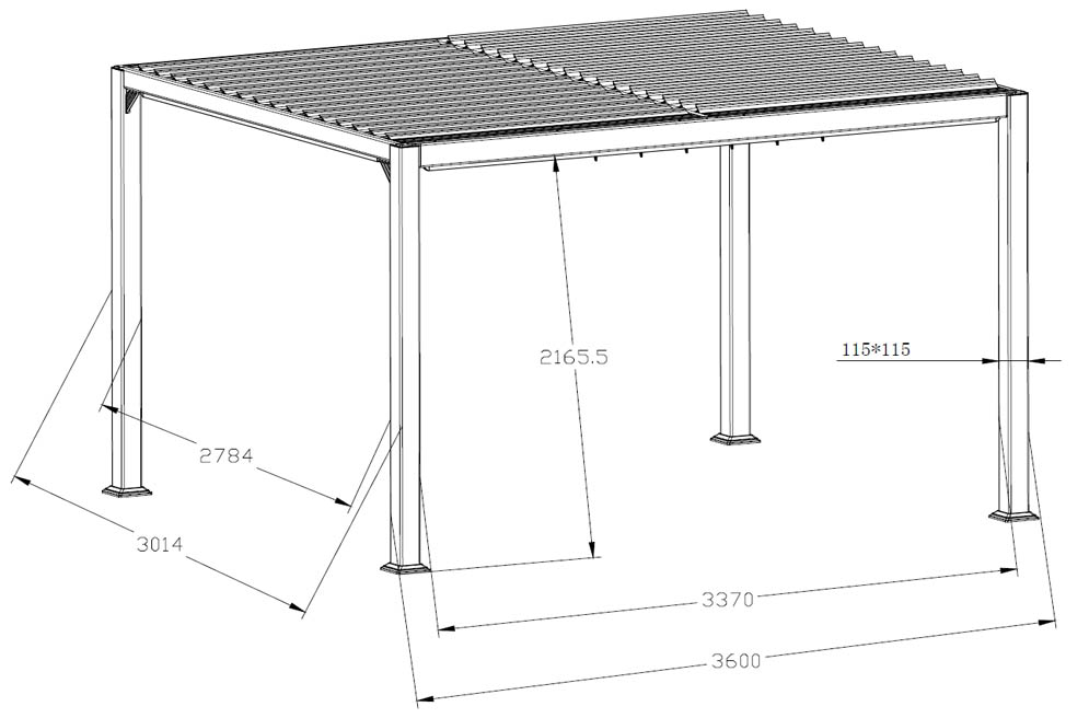 Creador Aluminium Slatted Roof Gazebo 3x3.6M | Qubox