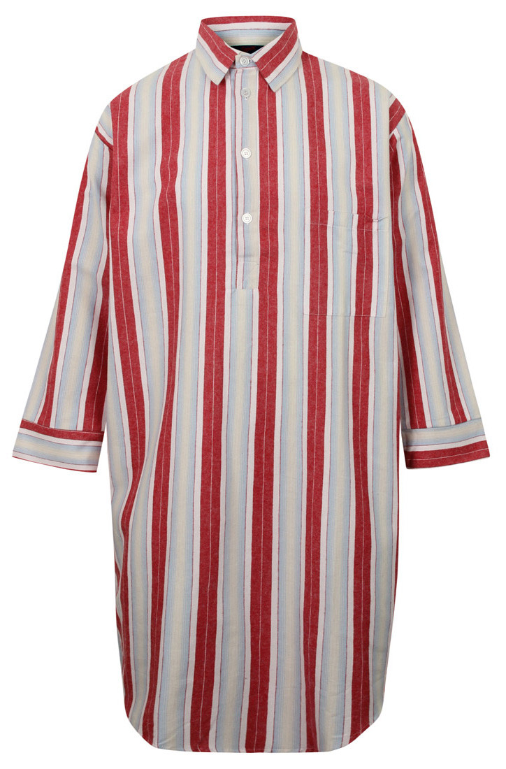 Men's Cotton Flannel Nightshirt - Red 