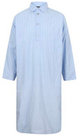 Men's Luxury Cotton Nightshirt - Sky Blue Pinstripe