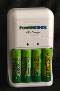 Nickel Zinc Batteries - AA 1.6 volt Rechargeable (pack of four) and Fast (one hour) Charger