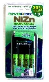 PowerGenix NiZn (Nickel-Zinc) 4 Position 3-5 Hour Fast Charger and 4 NiZN rechargeable batteries