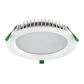 28W 2200lm LED Downlight - Dimmable IP44 Tri Colour 228mm White Shop Light