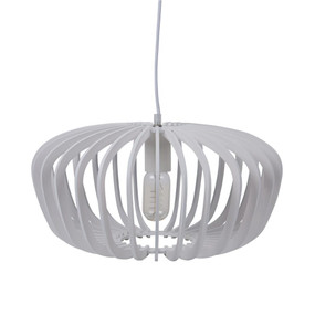 Contemporary 40cm Timber Pendant Light - White