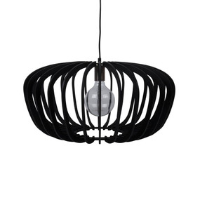 Contemporary 60cm Timber Pendant Light - Black