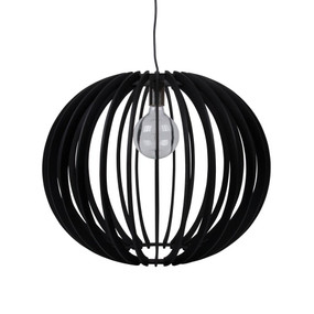 Contemporary 60cm Timber 1.5m Pendant Light - Black
