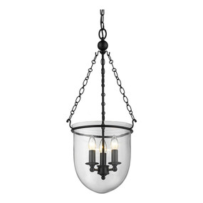 Rustic Inverted Lantern Pendant Black with Clear Glass