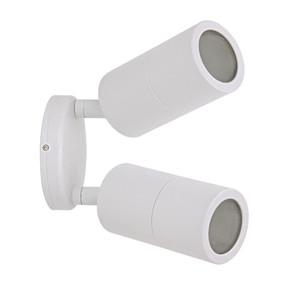 Outdoor Contemporary 2 Light Adjustable LED GU10 Spotlight - White