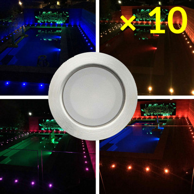 Solar Deck Lights or Step Lights With Remote - RGB Kit of 10 Stainless Steel IP67