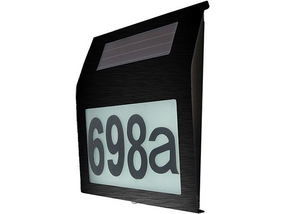 Illuminated House Numbers Light With Built In Solar Panel In Black