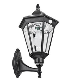 3.8W Warm White Solar Pillar Wall Light In Black With Infrared Sensor