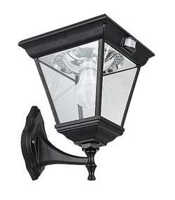 6.2W Warm White Solar Pillar Wall Light In Black With Infrared Sensor