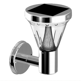 Bright White Solar Wall Light - Stainless Silver With Infrared Sensor