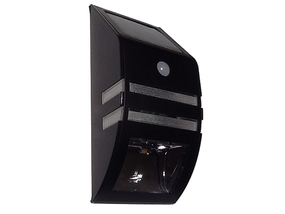 Warm White Stainless Steel Solar Wall Light In Black With Infrared Sensor