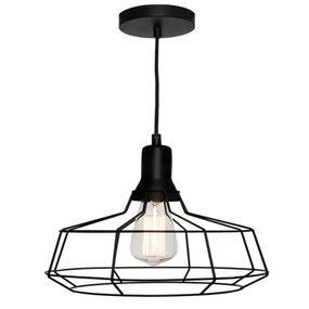Pendant Light - Contemporary Industrial Cage 60W Black