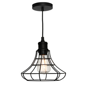 Pendant Light Contemporary Industrial Cage Small 60W Black