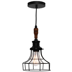 Pendant Light - Industrial Cage Wired 360mm 60W Black