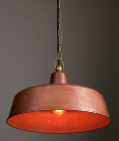 Pendant Light Rustic Dome 250mm 60W Aged Copper and Aged Brass