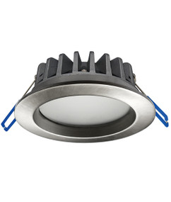 LED Downlight - Dimmable 10W 900lm IP44 Tri Colour 110mm Satin Chrome