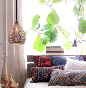 Pendant Light - Hanging Elliptical Glass 320mm 72W Copper