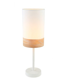 White and Timber Table Lamp Chic Cylindrical E27 460mm 72W