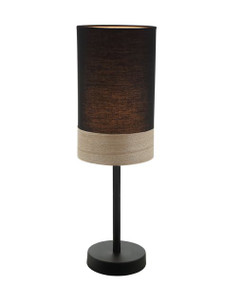 Black and Timber Table Lamp Chic Cylindrical E27 460mm 72W