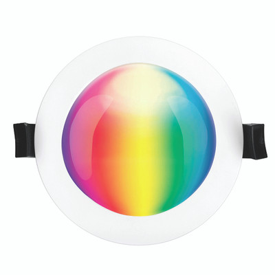 RGB Downlight - Smart Dimmable 10W 800lm IP44 Tri Colour 110mm White