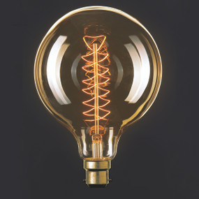 Vintage Filament Globe - Round B22 180mm 25W Amber Coated