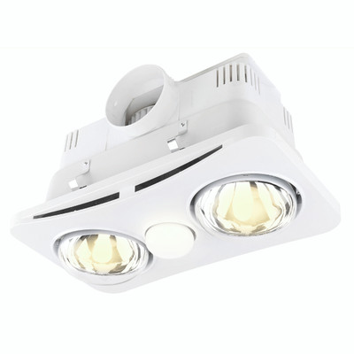 3-in-1 Bathroom Heater Fan Light - 400mm White | Lighting Style