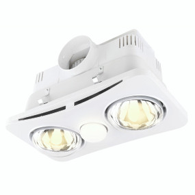White 3-in-1 Bathroom Heater Fan Light - 400mm
