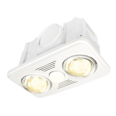 White 3-in-1 Bathroom Heater Fan Light - 405mm