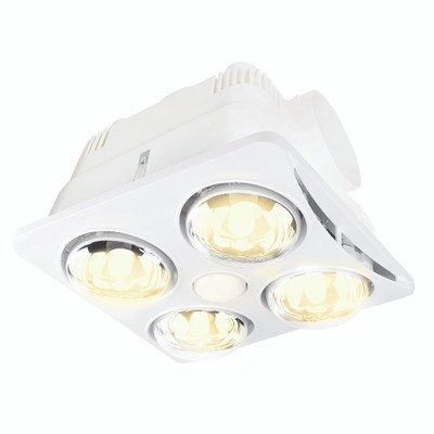 White 3-in-1 Bathroom Heater Fan Light - 362mm