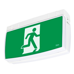 2W Emergency Exit Sign LED 24m Viewing Distance Surface Mounted 2 Hours Commercial Grade