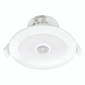 LED Downlight With Sensor - Dimmable 9W 840lm IP44 Tri Colour 95mm White