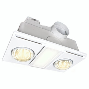 White 3-in-1 Bathroom Heater Fan Light 300mm