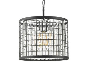 Pendant Light - 42W E27 280mm Faux Crystals Black