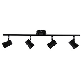 Ceiling Spotlight - 4 Adjustable 140W IP20 GU10 700mm Black