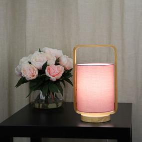 Table Lamp - 42W E27 325mm Timber and Pink