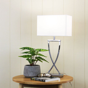 Table Lamp - 42W E27 520mm Chrome and White