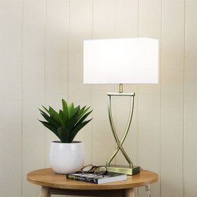 Table Lamp - 42W E27 520mm Antique Brass and White