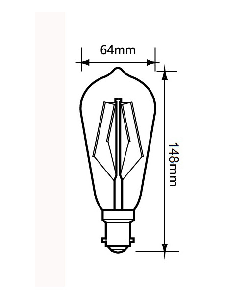 6000K E27 LED Filament Globe 8W 800lm IP20 148mm Clear Dimmable
