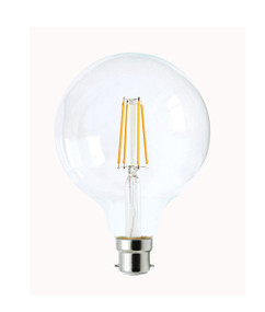 B22 LED Filament Globe - 6W 600lm IP20 6000K 140mm Clear Dimmable