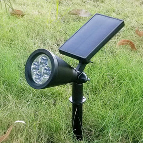 Solar Spike or Wall Spotlight - Built In Solar Panel Cool White