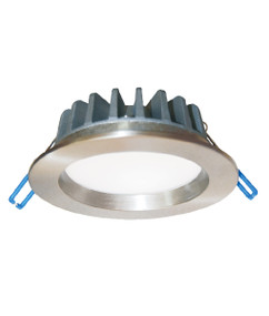 LED Downlight - Dimmable 14W 1100lm IP54 5000K 145mm Satin Chrome Commercial Grade