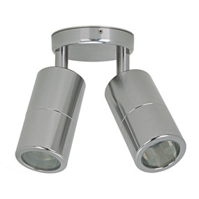 Marine Grade Ceiling Spotlight - 2 Adjustable 70W GU10 IP65 5000K 175mm Titanium Silver