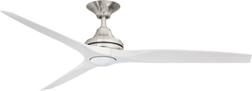 Brushed Nickel and White 3 Speed Ceiling Fan With Light 152cm 60 Inch 80W