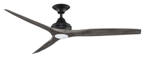 Ceiling Fan With Light - 152cm 60in 80W Black and Weathered Wood 3 Speed
